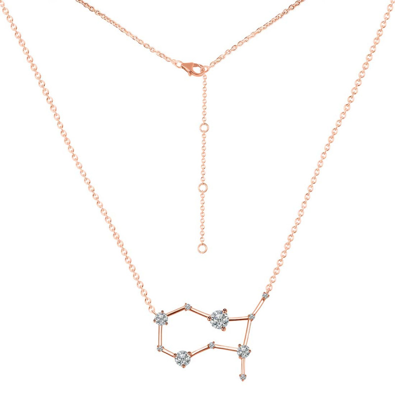 Gemini Zodiac Star Constellation Crystal & White Topaz Necklace CST-RDN-490.
