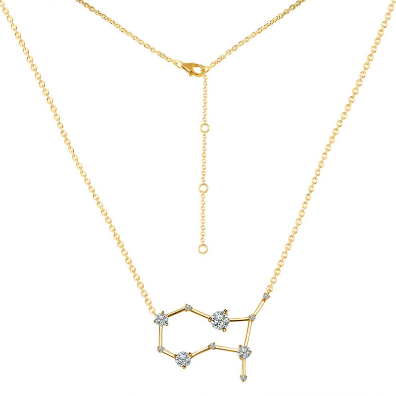 Gemini Zodiac Star Constellation Crystal & White Topaz Necklace CST-RDN-490.