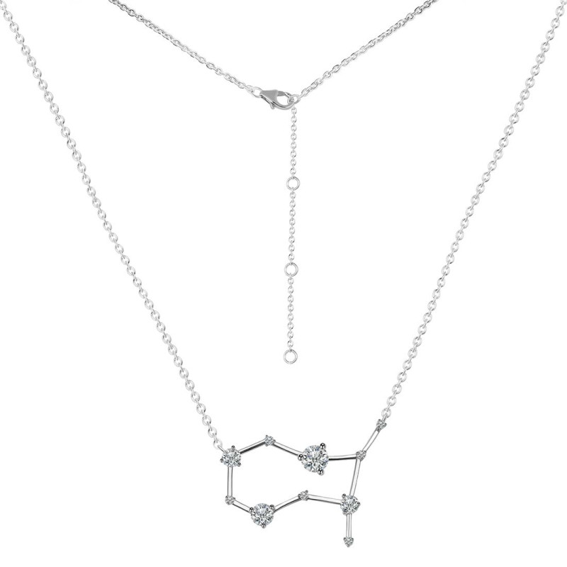 Gemini Zodiac Star Constellation Crystal & White Topaz Necklace