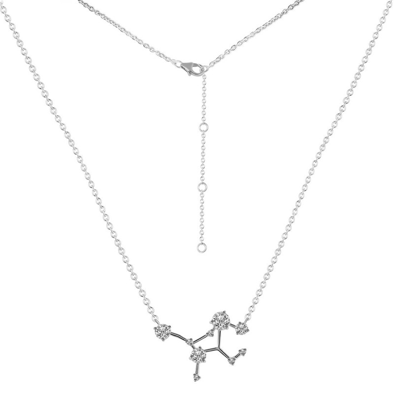 Virgo Zodiac Star Constellation Crystal & White Topaz Necklace