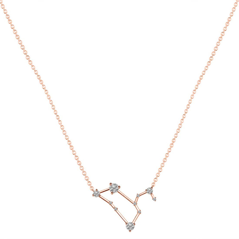 Leo Zodiac Star Constellation Crystal & White Topaz Necklace CST-RDN-493.