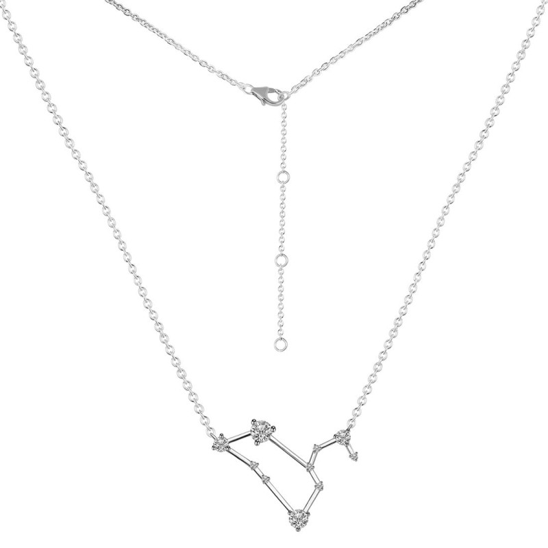 Leo Zodiac Star Constellation Crystal & White Topaz Necklace