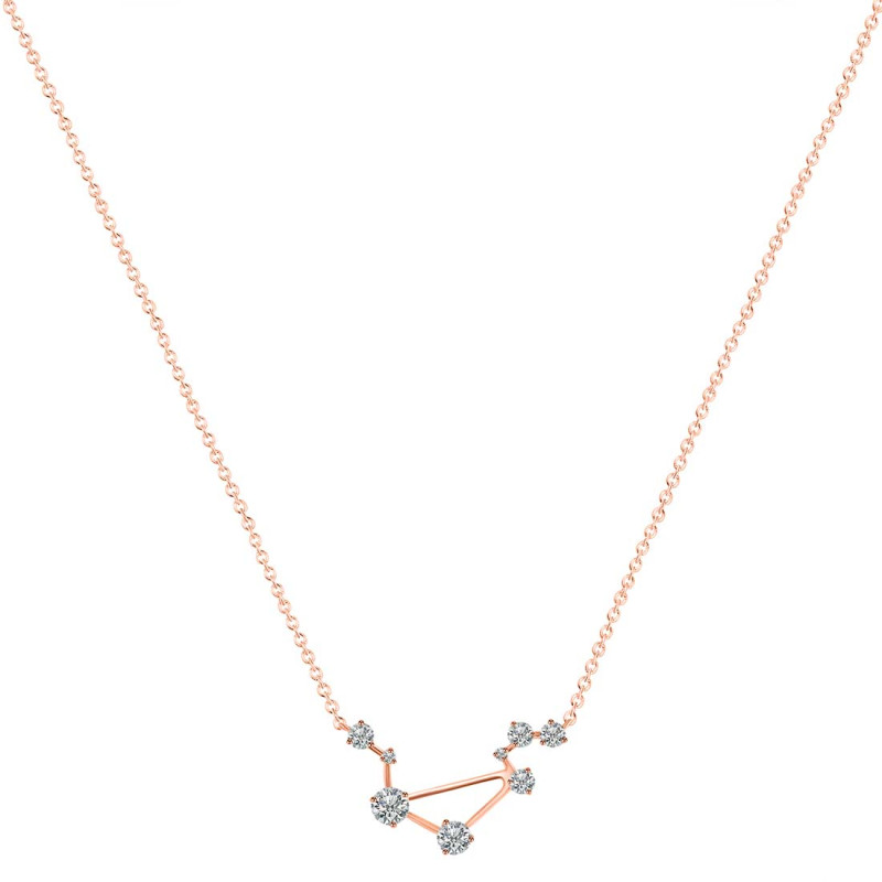 Libra Zodiac Star Constellation Crystal & White Topaz Necklace CST-RDN-494.