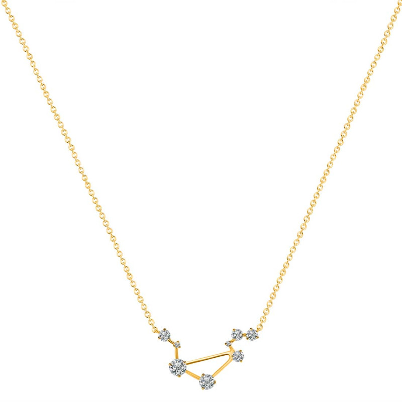 Libra Zodiac Star Constellation Crystal & White Topaz Necklace CST-RDN-494.