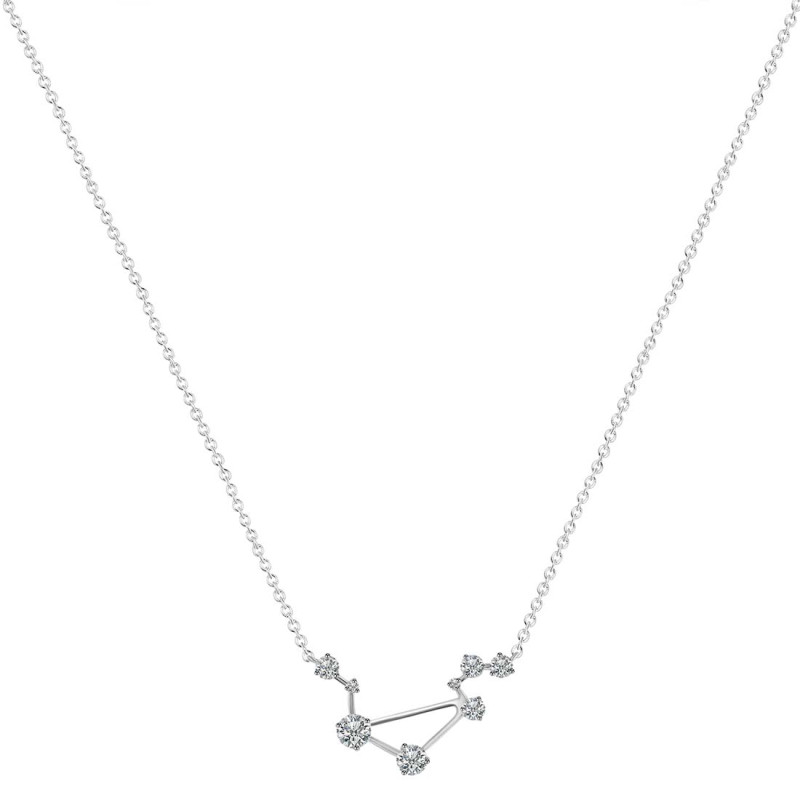 Libra Zodiac Star Constellation Crystal & White Topaz Necklace CST-RDN-494.