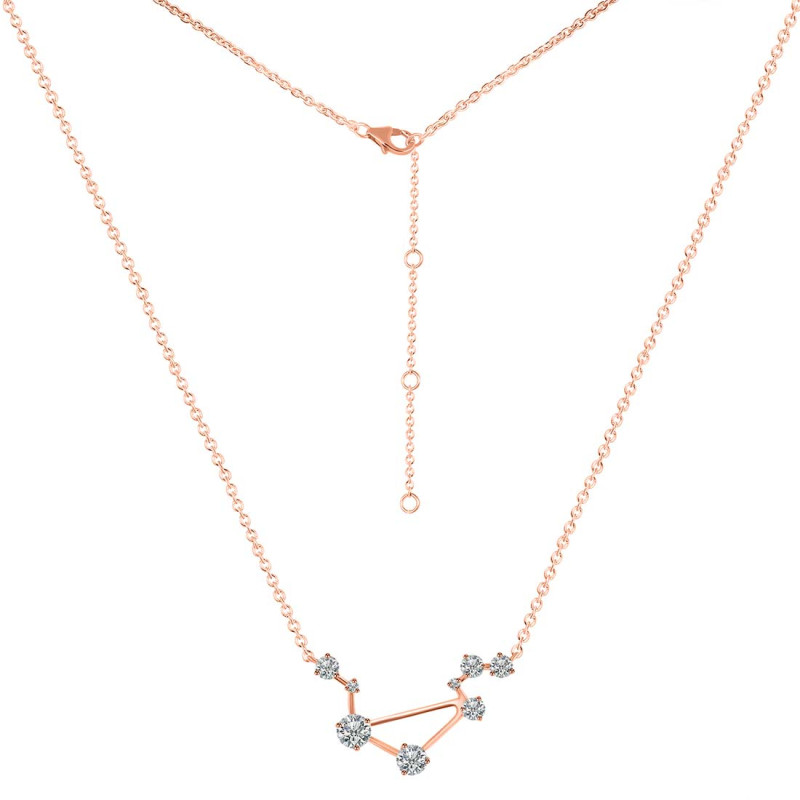 Libra Zodiac Star Constellation Crystal & White Topaz Necklace CST-RDN-494.