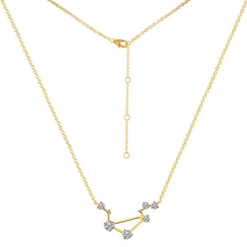 Libra Zodiac Star Constellation Crystal & White Topaz Necklace CST-RDN-494.