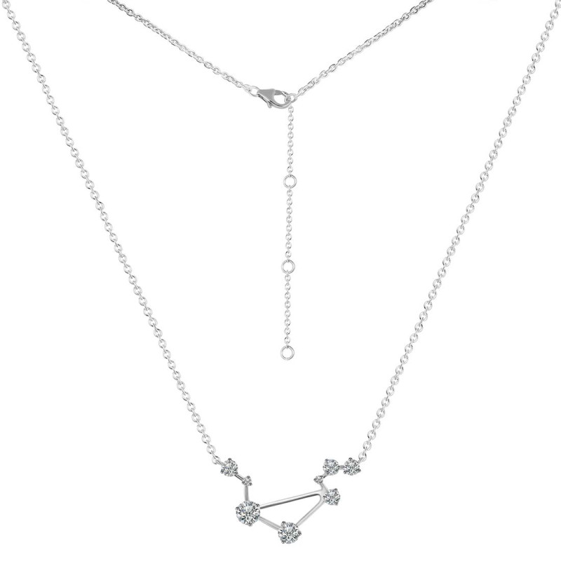 Libra Zodiac Star Constellation Crystal & White Topaz Necklace