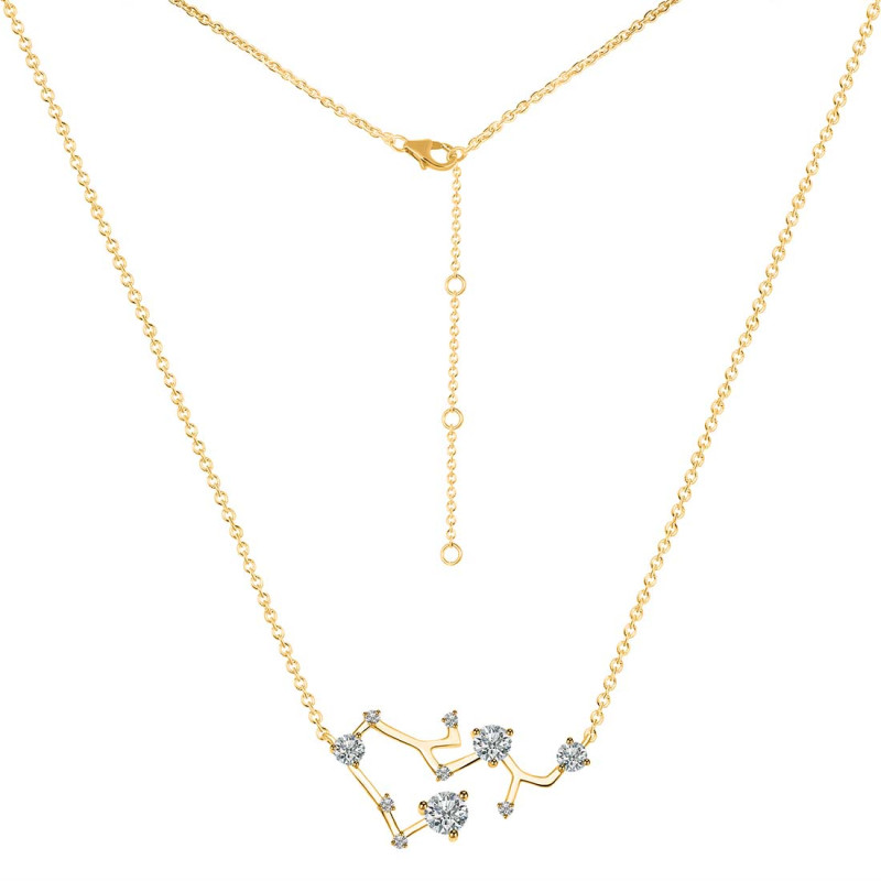 Sagittarius Zodiac Star Constellation Crystal & White Topaz Necklace CST-RDN-496.
