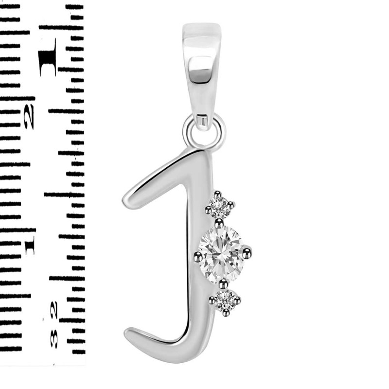 Cubic Zirconia Alphabet J Pendant CUZ-RDA-10.