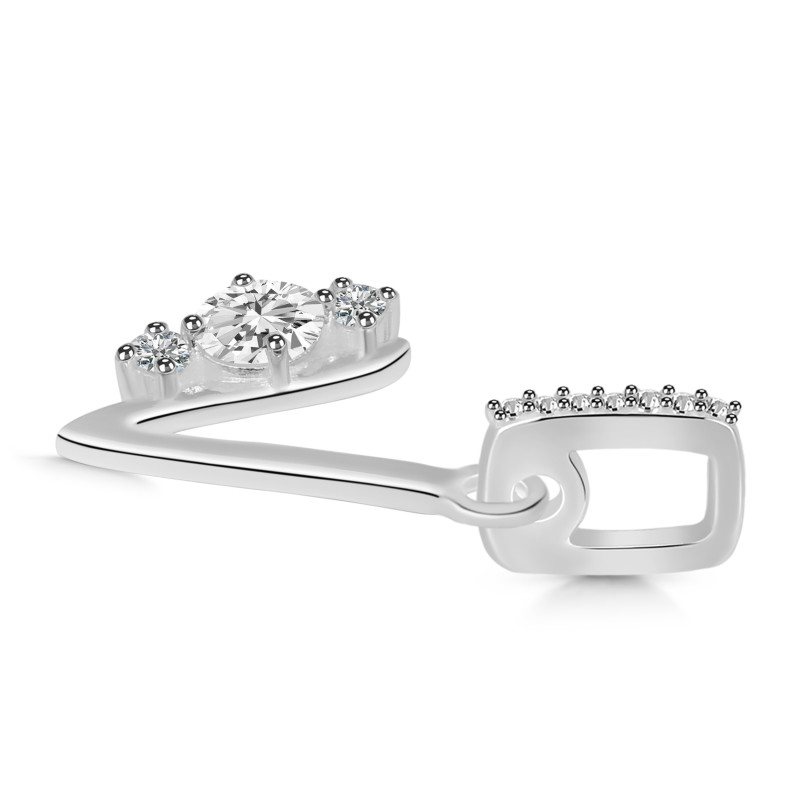 Cubic Zirconia Alphabet V Pendant