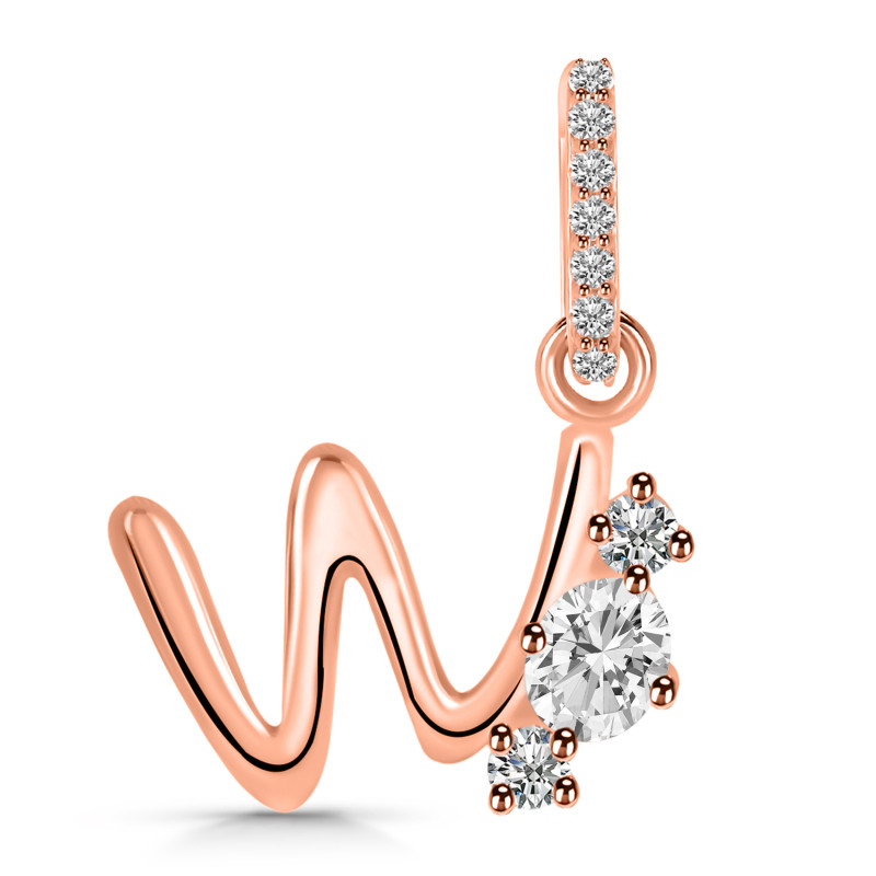 Cubic Zirconia Alphabet W Pendant CUZ-RDA-101.