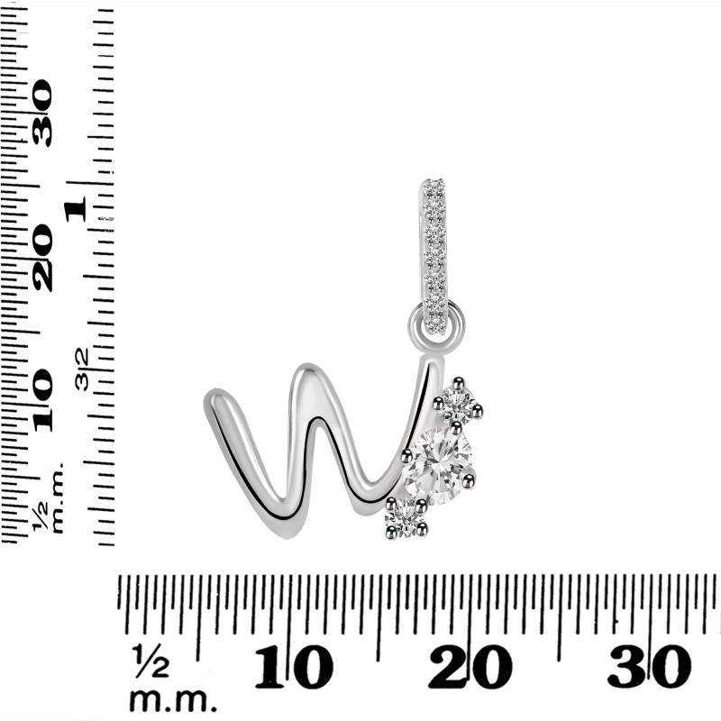 Cubic Zirconia Alphabet W Pendant CUZ-RDA-101.