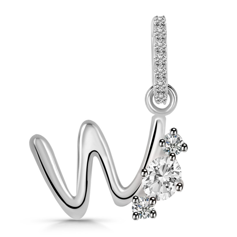 Cubic Zirconia Alphabet W Pendant CUZ-RDA-101.
