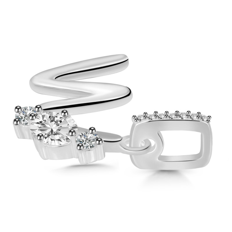 Cubic Zirconia Alphabet W Pendant