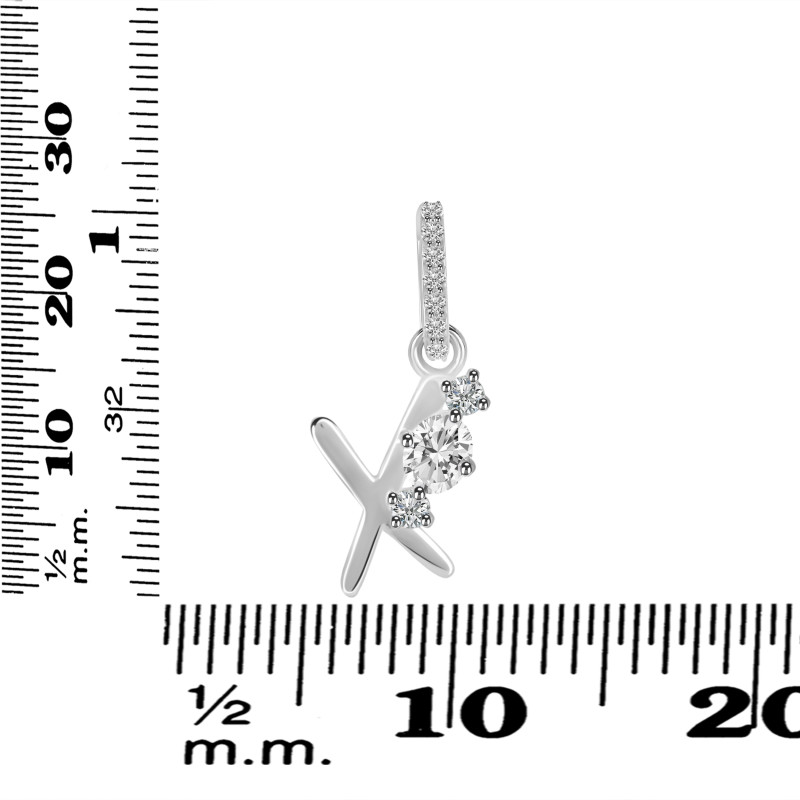 Cubic Zirconia Alphabet X Pendant CUZ-RDA-102.