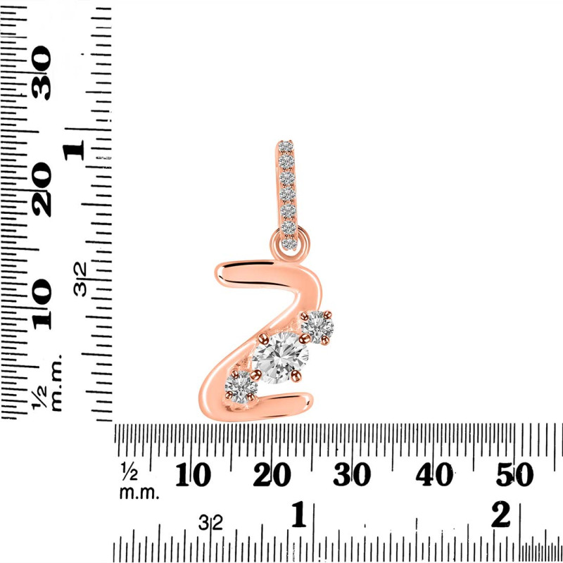 Cubic Zirconia Alphabet Z Pendant CUZ-RDA-104.
