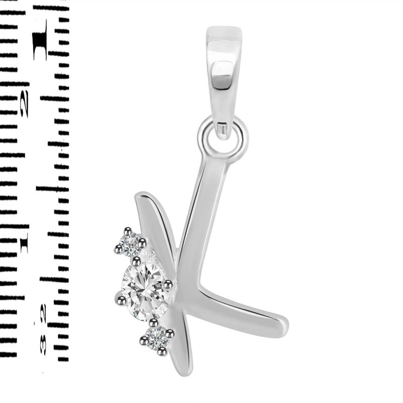 Cubic Zirconia Alphabet K Pendant CUZ-RDA-11.