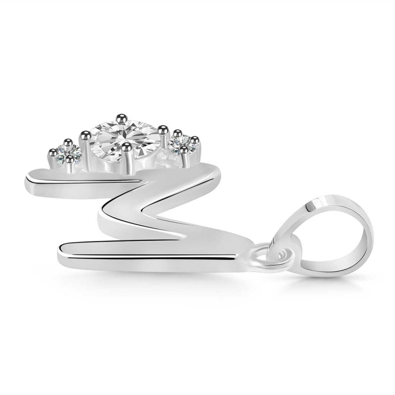 Cubic Zirconia Alphabet M Pendant