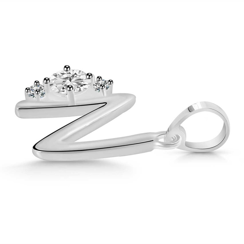 Cubic Zirconia Alphabet N Pendant