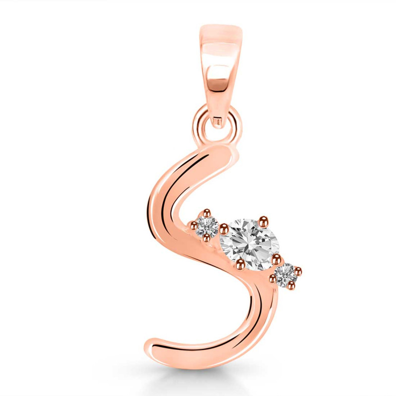 Cubic Zirconia Alphabet S Pendant CUZ-RDA-19.