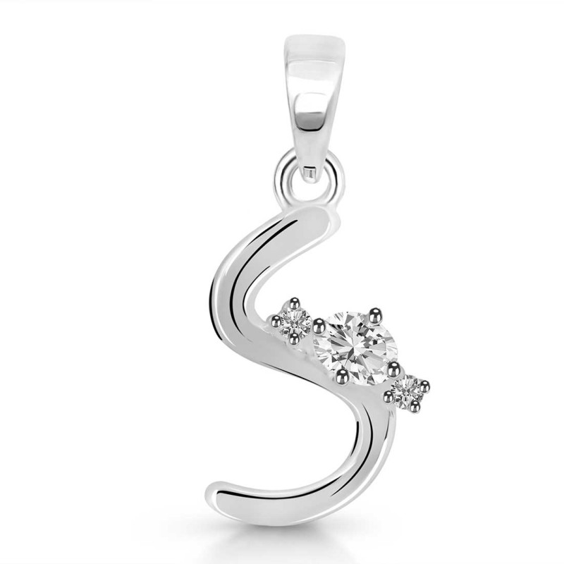 Cubic Zirconia Alphabet S Pendant CUZ-RDA-19.