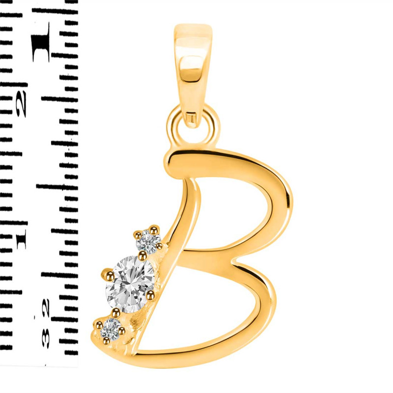 Cubic Zirconia Alphabet B Pendant CUZ-RDA-2.