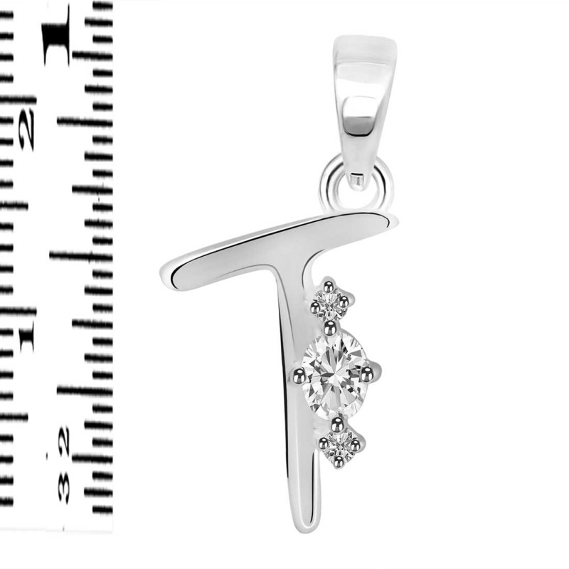 Cubic Zirconia Alphabet T Pendant CUZ-RDA-20.