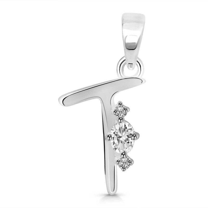 Cubic Zirconia Alphabet T Pendant CUZ-RDA-20.