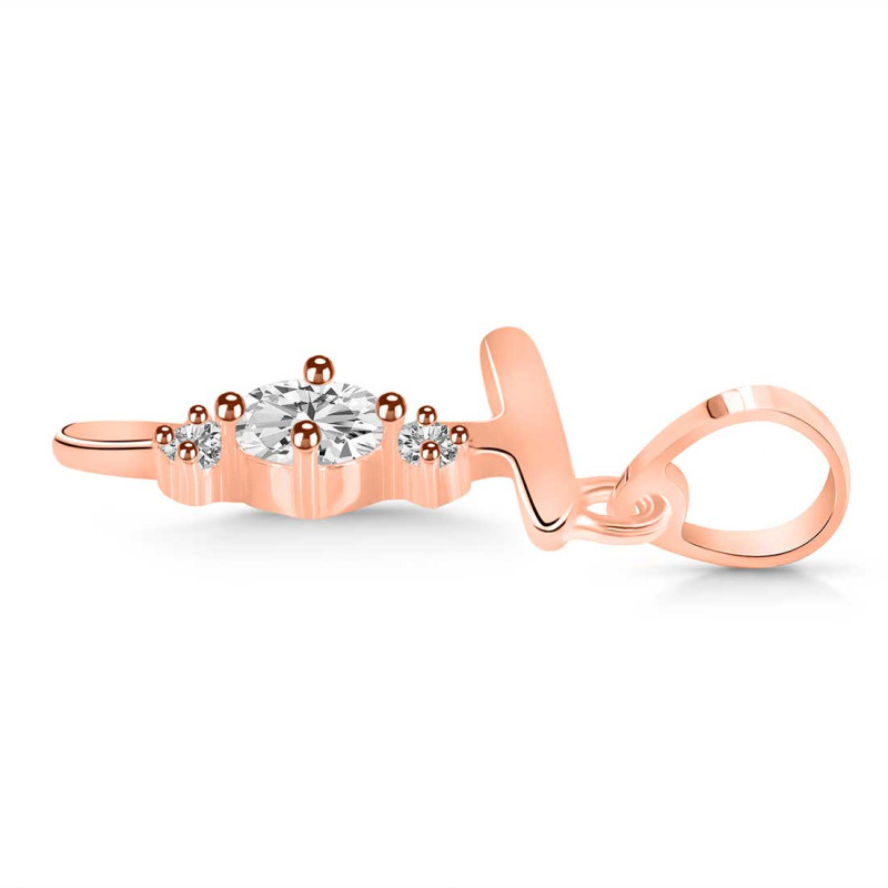 Cubic Zirconia Alphabet T Pendant CUZ-RDA-20.