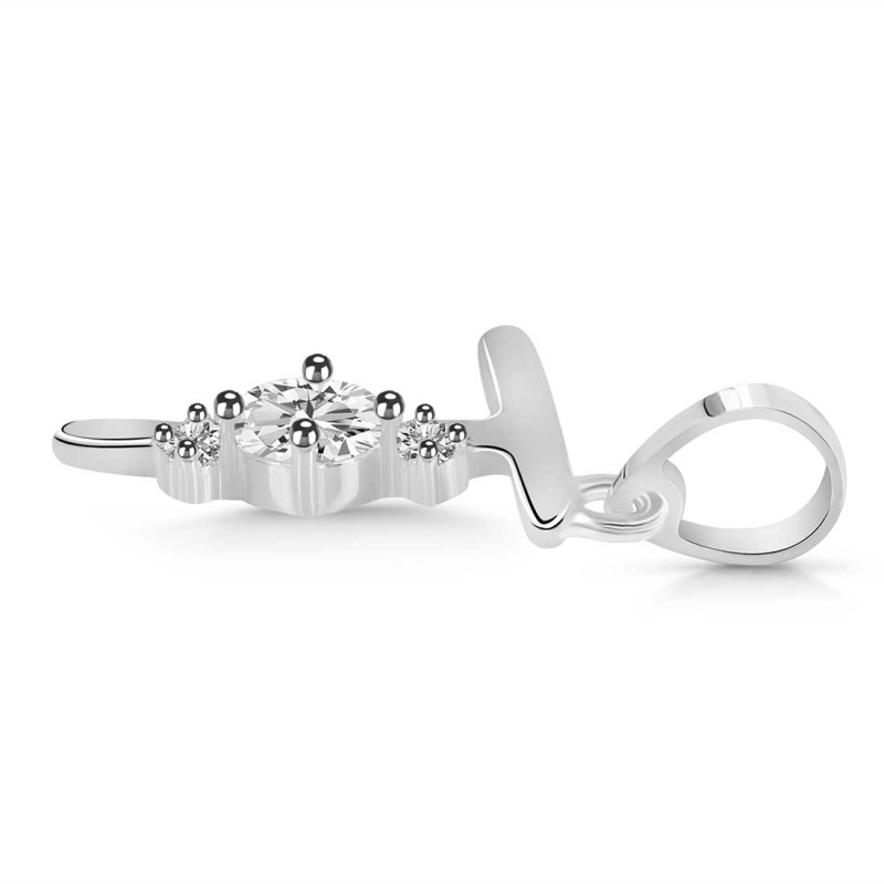Cubic Zirconia Alphabet T Pendant