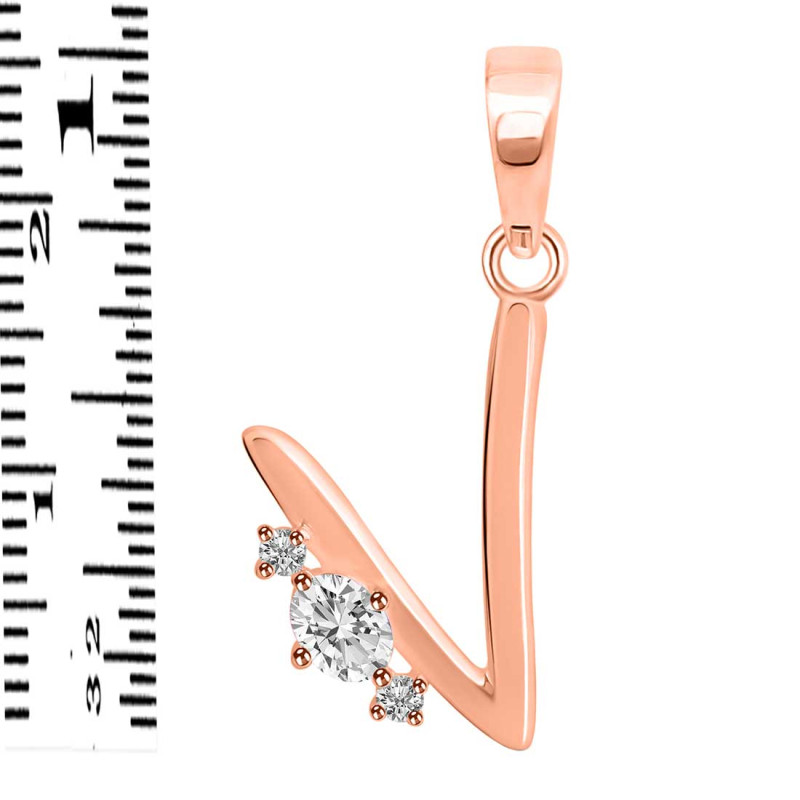 Cubic Zirconia Alphabet V Pendant CUZ-RDA-22.