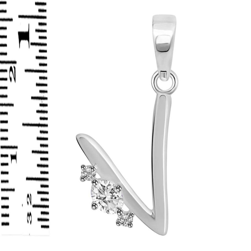 Cubic Zirconia Alphabet V Pendant CUZ-RDA-22.
