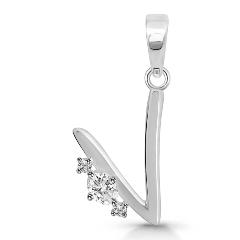 Cubic Zirconia Alphabet V Pendant CUZ-RDA-22.