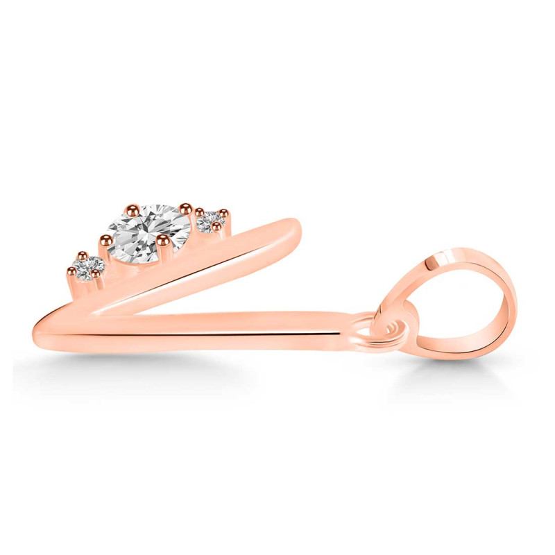 Cubic Zirconia Alphabet V Pendant CUZ-RDA-22.