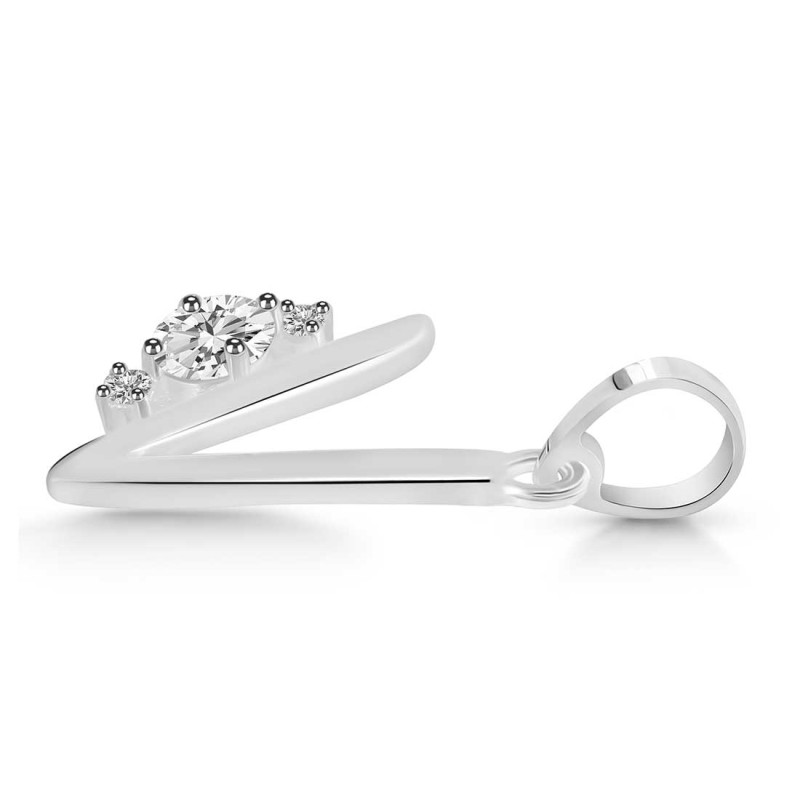 Cubic Zirconia Alphabet V Pendant