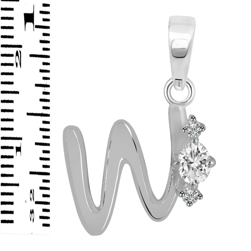 Cubic Zirconia Alphabet W Pendant CUZ-RDA-23.