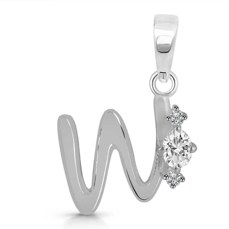 Cubic Zirconia Alphabet W Pendant CUZ-RDA-23.