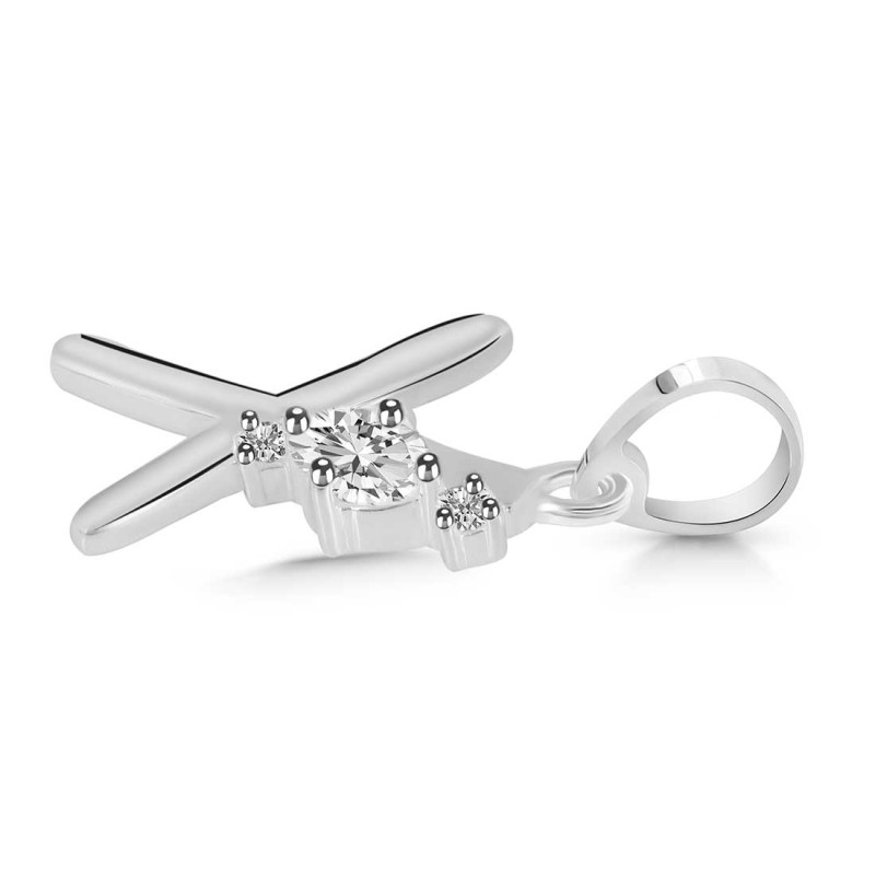 Cubic Zirconia Alphabet X Pendant