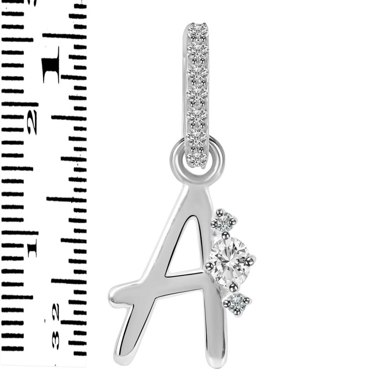 Cubic Zirconia Alphabet A Pendant CUZ-RDA-27.