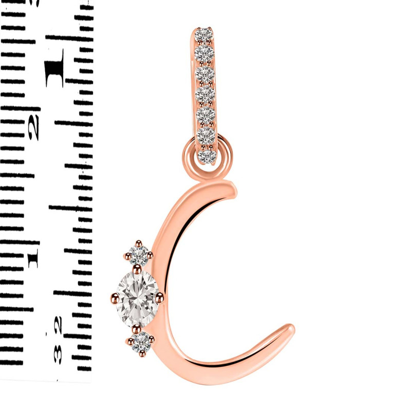 Cubic Zirconia Alphabet C Pendant CUZ-RDA-29.