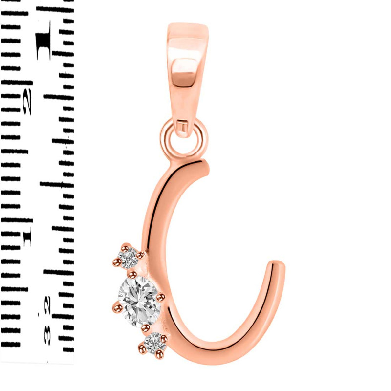 Cubic Zirconia Alphabet C Pendant CUZ-RDA-3.