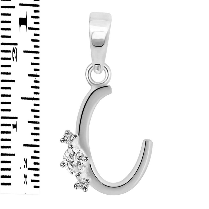 Cubic Zirconia Alphabet C Pendant CUZ-RDA-3.
