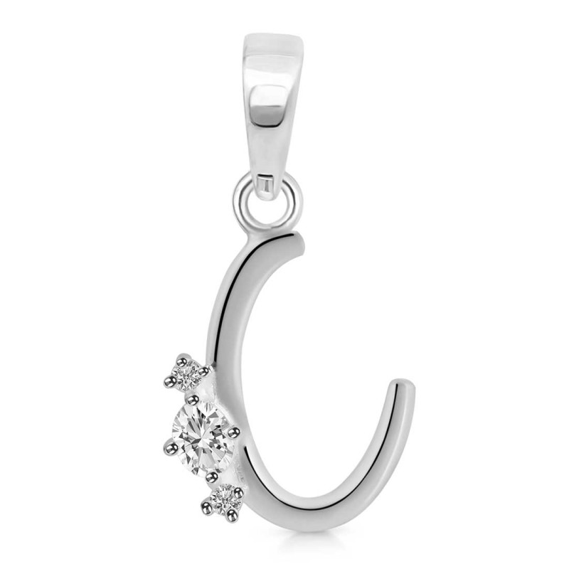 Cubic Zirconia Alphabet C Pendant CUZ-RDA-3.