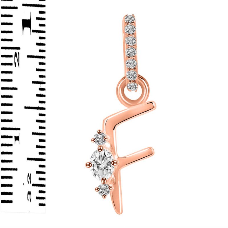 Cubic Zirconia Alphabet F Pendant CUZ-RDA-32.