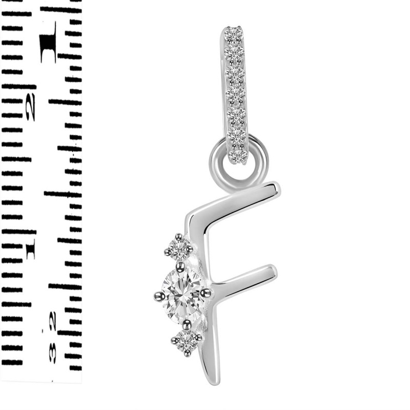 Cubic Zirconia Alphabet F Pendant CUZ-RDA-32.