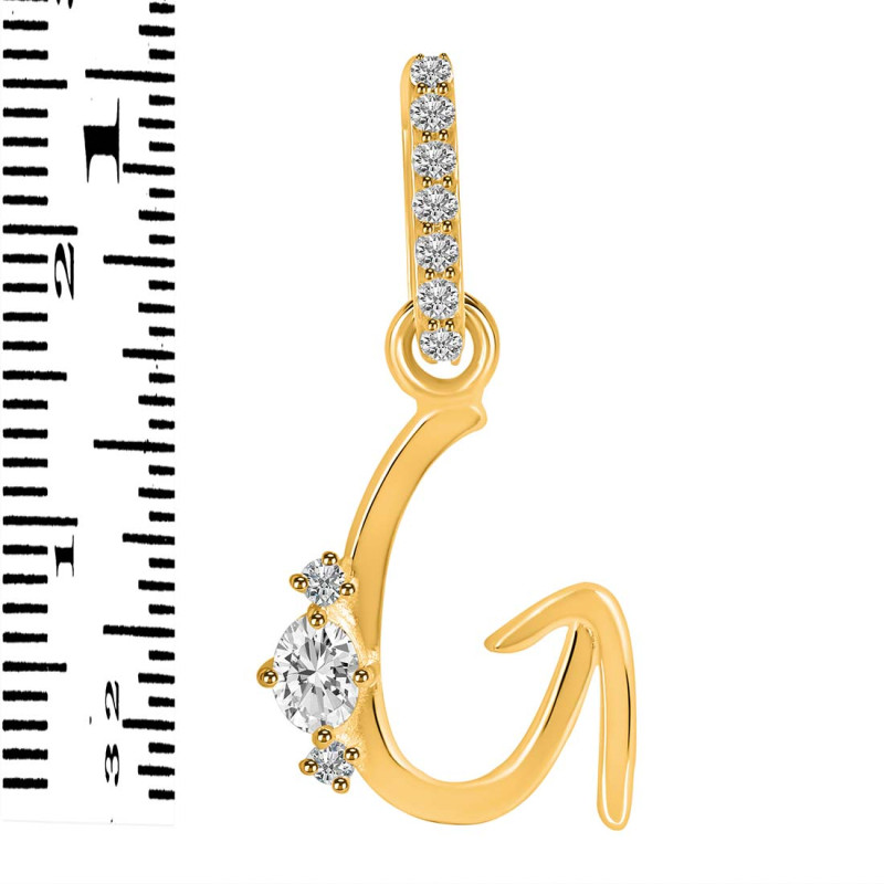 Cubic Zirconia Alphabet G Pendant CUZ-RDA-33.