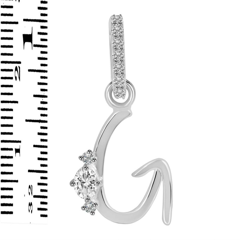 Cubic Zirconia Alphabet G Pendant CUZ-RDA-33.