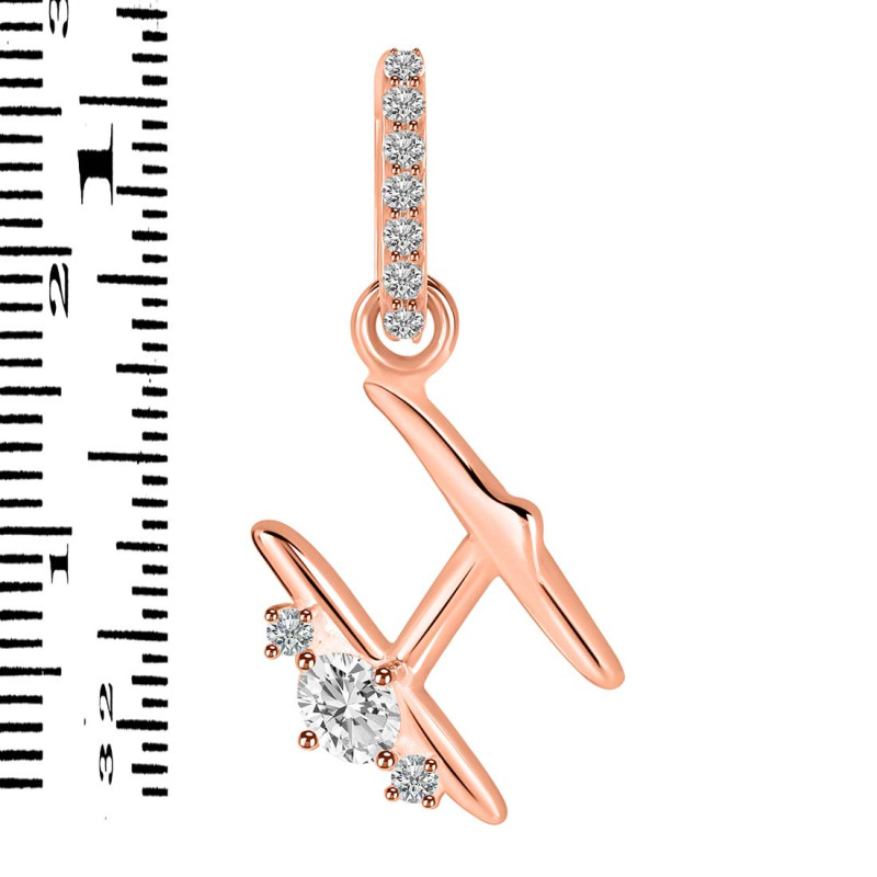 Cubic Zirconia Alphabet H Pendant CUZ-RDA-34.