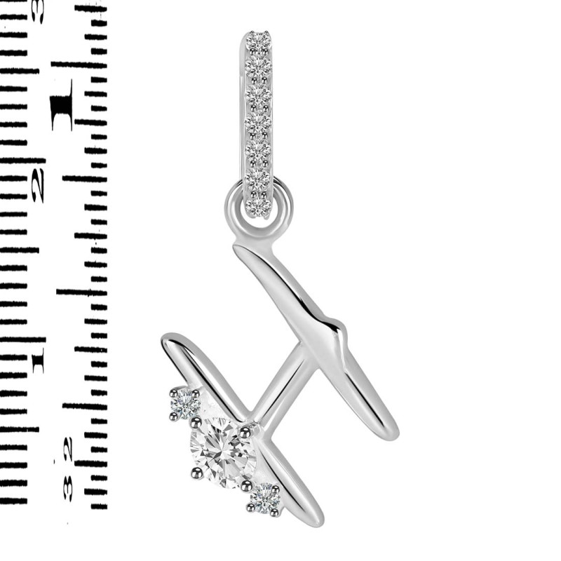 Cubic Zirconia Alphabet H Pendant CUZ-RDA-34.